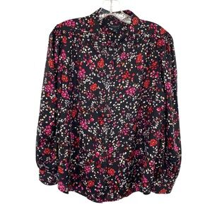 Ann Taylor Floral Button Front Blouse Top